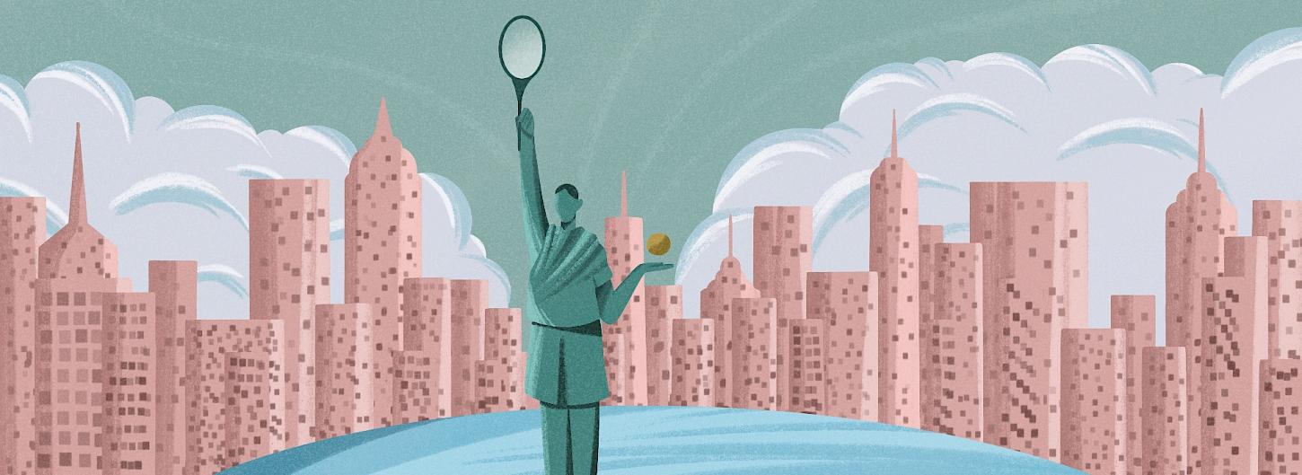 US Open (Tennis): Arthur Ashe ist der größte Platz im Park Flushing Meadows, Queens, New York.